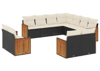 11-cz. zestaw wypoczynkowy do ogrodu poduszki czarny rattan PE WM-3258899