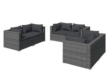 6-cz. zestaw wypoczynkowy do ogrodu poduszki rattan PE szary WM-3102301
