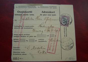 Finlandia 1925 Dowód nadania