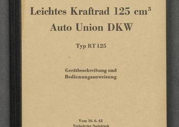 Auto Union DKW Typ RT 125 - instrukcja obsługi i katalog części