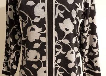 Bluzka Jedwabna Jedwab Wiskoza Dzianinowa Ciemnoszara  Abstrakcyjne Kwiaty