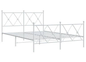 Łóżko Metalowe Białe Rama Łóżka Ze Stelażem Biała 140x200 cm WM-376570