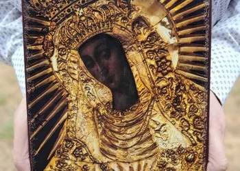 Obraz Matka Boska "Czarna Madonna" odlew z aluminium + pozłacany krzyż