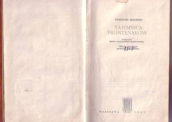 (6995)  TAJEMNICE FRONTENAKÓW – FRANCOIS MAURIAC
