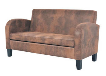 Sofa 2-osobowa ze sztucznej skóry zamszowej brązowa WM-245585