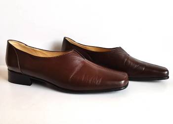 7108. BRUNATE - eleganckie brązowe skóra 40,5.