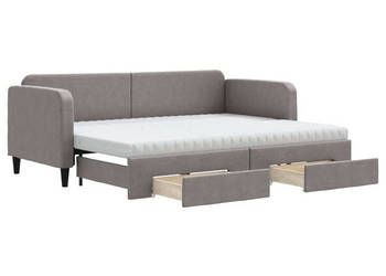Sofa rozsuwana z szufladami taupe tkanina 80x200 cm WM-3196868