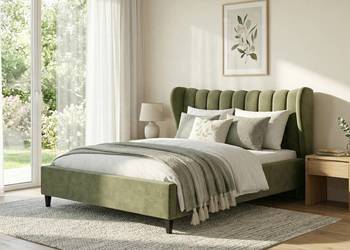 Oliwkowa zieleń łóżko Jasmine 180x200 + stelaż + pojemnik na pościel