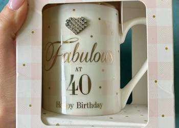 Nowy śliczny kubek na 40 urodziny cyrkonie złoto birthday