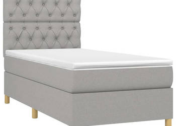 Łóżko kontynentalne z materacem jasnoszare tkanina 80x200 cm WM-3135629