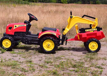 BAWIBUS.PL auto TRAKTOR NA PEDAŁY z przyczepą koparka dla dzieci