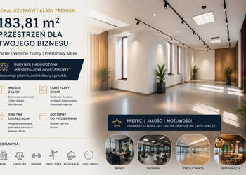 PRESTIŻOWY LOKAL UŻYTKOWY 183,81 m² | PARTER | WEJŚCIE Z ULICY | DOSTĘPNY …