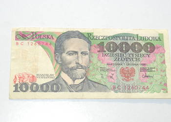 Stary banknot 10000 złotych Wyspiański 1988 antyk