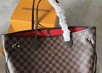 Torebka damska LV Louis Vuitton Neverfull MM brązowa kratka skóra damier