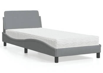Łóżko z materacem jasnoszare obite tkaniną 90x190 cm WM-3208304