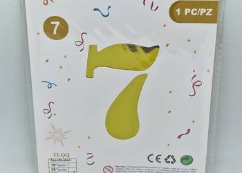Balon foliowy w kształcie cyfry 7 złoty balon dekoracja ozdo