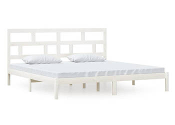 Rama łóżka biała lite drewno sosnowe 200 x 200 cm WM-3101239