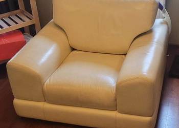 Zestaw 2 fotele i rozkładana sofa ze skóry