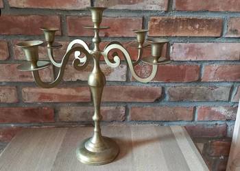 Świecznik mosiężny pięcioramienny Kandelabr 40 cm (669)