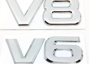 NOWY klejany srebrny znaczek V6 | V8 emblemat logo