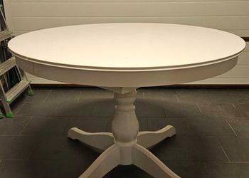 Stół okrągły, owalny, rozkładany, biały INGATORP