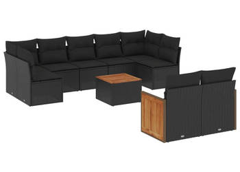 10-cz. zestaw wypoczynkowy do ogrodu poduszki czarny rattan PE WM-3260375