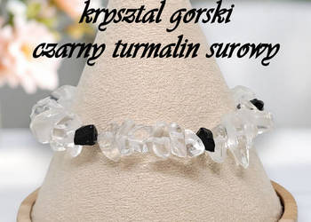 Bransoletka z kryształu i turmalinu, KRYSZTAŁ GÓRSKI, CZARNY TURMALIN #941