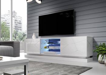 Szafka RTV QIU 200 cm biała + LED