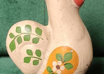 Kolorowy drewniany kogut Vintage na Wielkanoc