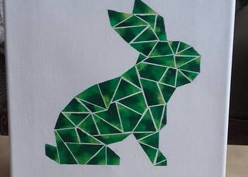 obraz geometryczny królik, akwarela, nowy, (24x 30 cm)