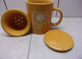 KUBEK ceramiczny z zaparzczem i sitkiem ceramicznym NOWY