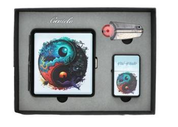 Zestaw Prezentowy Yin Yang Papierośnica + Zapalniczka + Kamienie i Knot