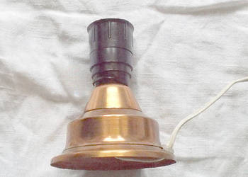 prl lampka nocna, miedziana lampka prl, vintage lampka na stół, loft lampa