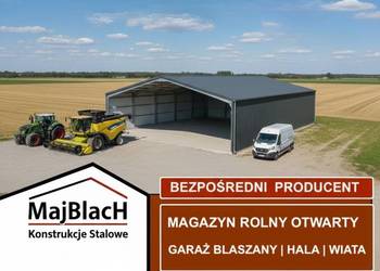Duża Wiata /Hala Garaż Blaszany Grafit OTWARTY WJAZD  – Maj-BlacH