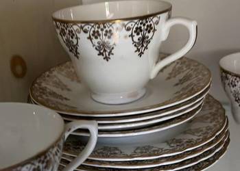 Filiżanka z talerzykiem deserowym, złotem malowana, Rafton,