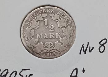 1/2 Marki Prusy 1905 r.- nr. 8 - men A