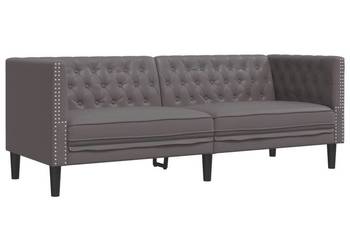 vidaXL Sofa Chesterfield, 3-os., szara(SKU:372669)