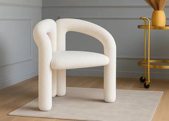 Designerskie krzesło tapicerowane Aurora boucle, różne kolory, dostawa 0zł