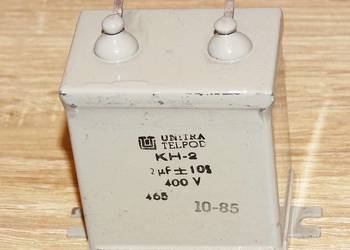 Kondensator papierowy hermetyczny UNITRA TELPOD KH-2, 2 uF 400 V, retro PRL