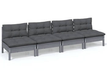 4-osobowa sofa z antracytowymi poduszkami lite drewno sosnowe WM-3096126