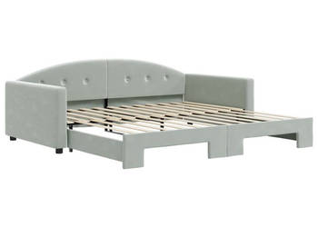 Sofa rozsuwana jasnoszara aksamit 100x200 cm WM-3197308