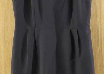 Granatowa, elegancka sukienka bez rękawów