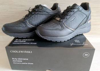 NOWE Damskie buty skórzane sznurowane wiązane CZARNE roz 39 Wysyłam