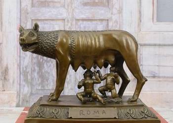 Wilczyca Kapitolińska - Romulus i Remus - Figura z Brązu Imperium Rzymskie