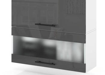 Szafka Kuchenna Wisząca Witryna Klapowa 80cm Spremium Szary Połysk