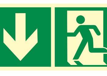 Naklejka BHP wyjście ewakuacyjne (w dół) AAE104