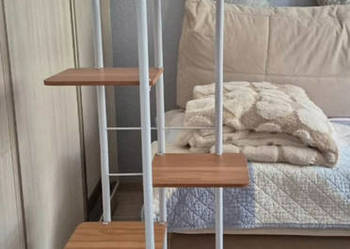 Kwietnik metalowy 7 poziomów loft stojak na rośliny biały drewno