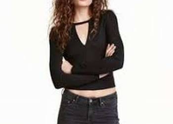 czarny top bluzka H&M xs 34 choker dekolt