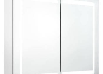 Szafka łazienkowa z lustrem i LED lśniąca biel 80x12x68 cm WM-326517