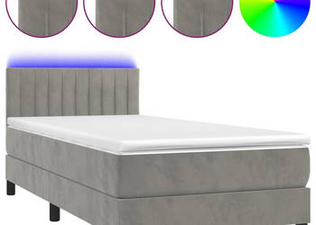 Łóżko kontynentalne z materacem i LED szare aksamit 80x200 cm WM-3134489